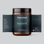Jar of coffee with Dawnbird label on a gray background